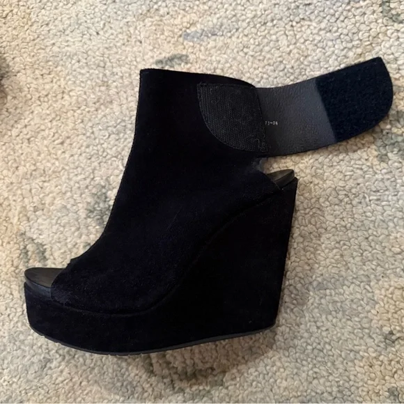 Pedro Garcia suede black wedge platform slingbacks Sz 38 / 8 US - Picture 4 of 6